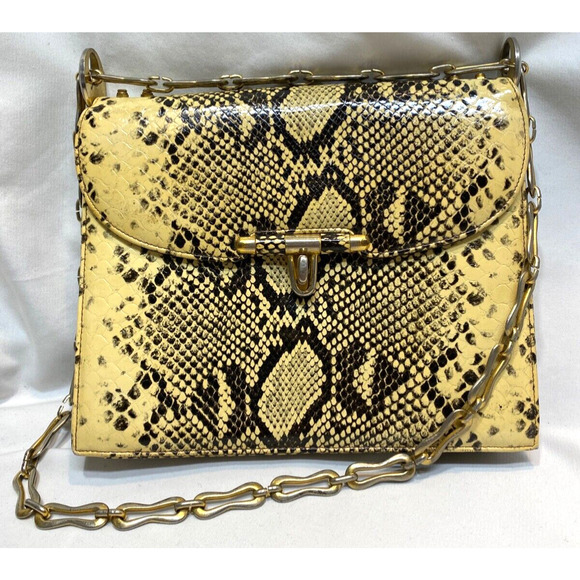 Vintage SUSAN GAIL Snake Pattern and Chunky Chain Purse - Picture 1 of 6